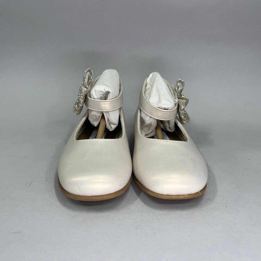 Rachel Shoes Little Girl's Size 13 Pearl Ballet Dance Sparkly Bow Slip On Flats - Picture 2 of 10